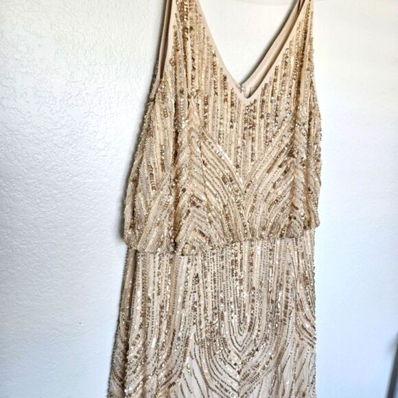 NEW BHLDN Anthropologie | Fidelia Beaded Sequin Maxi Long Dress Womens 16 - Picture 6 of 12